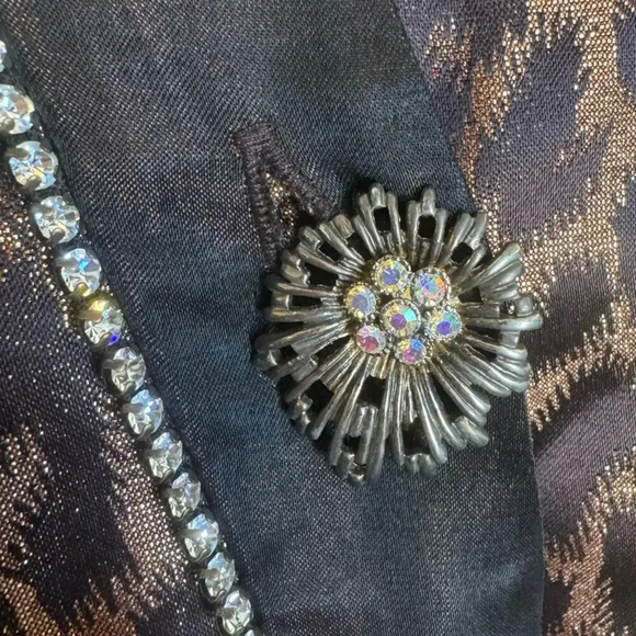 CLARA CLARA NYC Vintage Silk 1980s Rhinestone Embellished Cheetah Print Coat - Picture 7 of 9